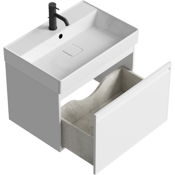 Тумба подвесная с раковиной Aqwella Pure 65 см PUR0165WM, белый, Цвет фасада: белый - 2 Тумба подвесная с раковиной Aqwella Pure 65 см PUR0165WM, белый, Цвет фасада: белый фото 2