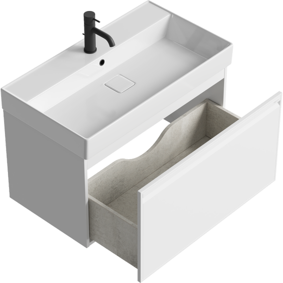 Тумба подвесная с раковиной Aqwella Pure 80 см PUR0108WM, белый, Цвет фасада: белый - 2 Тумба подвесная с раковиной Aqwella Pure 80 см PUR0108WM, белый, Цвет фасада: белый фото 2