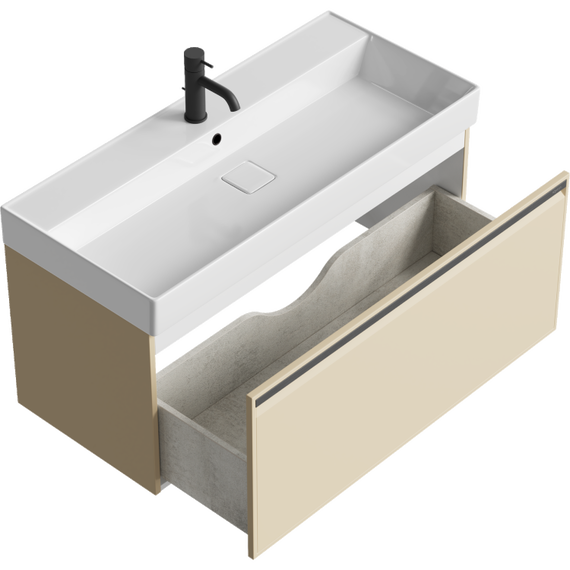 Тумба подвесная с раковиной Aqwella Pure 100 см PUR0110KS, светлый капучино, Цвет фасада: бежевый - 2 Тумба подвесная с раковиной Aqwella Pure 100 см PUR0110KS, светлый капучино, Цвет фасада: бежевый фото 2