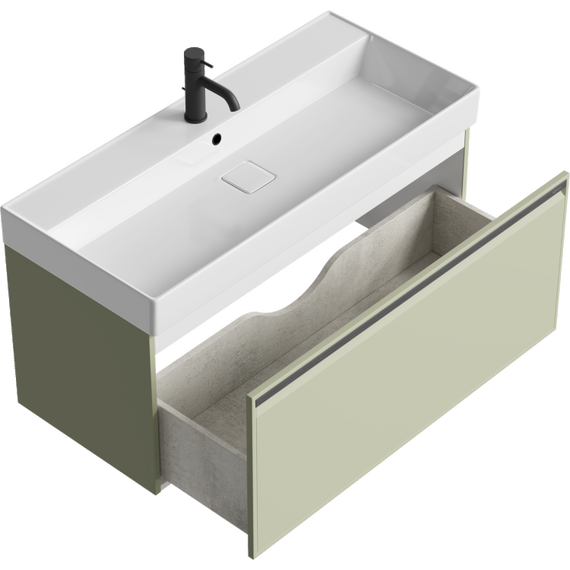Тумба подвесная с раковиной Aqwella Pure 100 см PUR0110SH, шалфей зелёный, Цвет фасада: зелёный - 2 Тумба подвесная с раковиной Aqwella Pure 100 см PUR0110SH, шалфей зелёный, Цвет фасада: зелёный фото 2