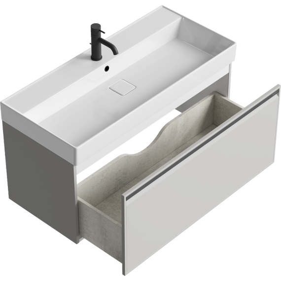 Тумба подвесная с раковиной Aqwella Pure 100 см PUR0110ST, серый туман, Цвет фасада: Серый туман - 2 Тумба подвесная с раковиной Aqwella Pure 100 см PUR0110ST, серый туман, Цвет фасада: Серый туман фото 2