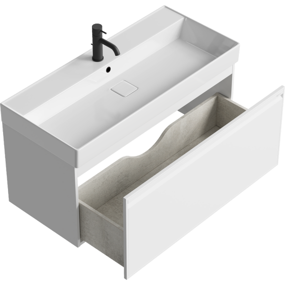 Тумба подвесная с раковиной Aqwella Pure 100 см PUR0110WM, белый, Цвет фасада: белый - 2 Тумба подвесная с раковиной Aqwella Pure 100 см PUR0110WM, белый, Цвет фасада: белый фото 2