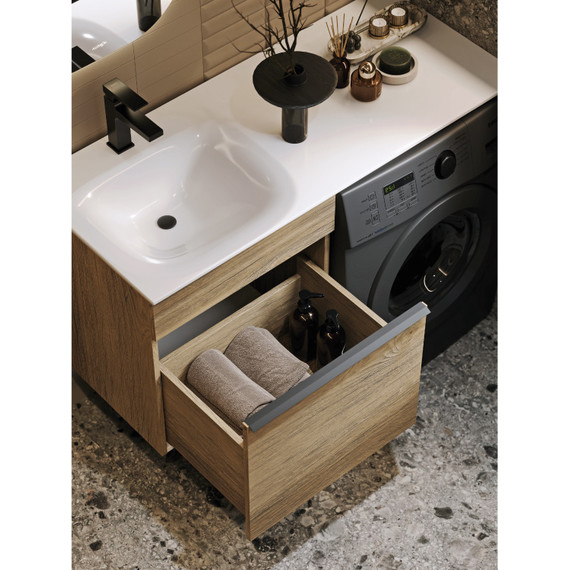 Тумба подвесная с раковиной Aqwella Terra 115 см TER01051DBL, дуб балтийский фото 4