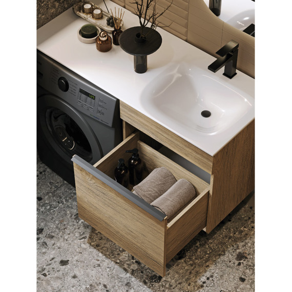 Тумба подвесная с раковиной Aqwella Terra 115 см TER01051DBR, дуб балтийский фото 4