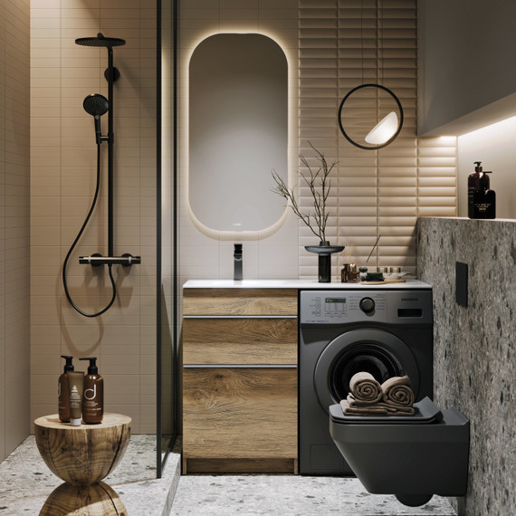 Тумба напольная с раковиной Aqwella Terra 115 см TER01052NDBL, дуб балтийский фото 3