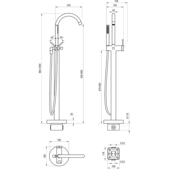 Смеситель для ванны напольный Ravak FM 082.00CR X070436 фото 4