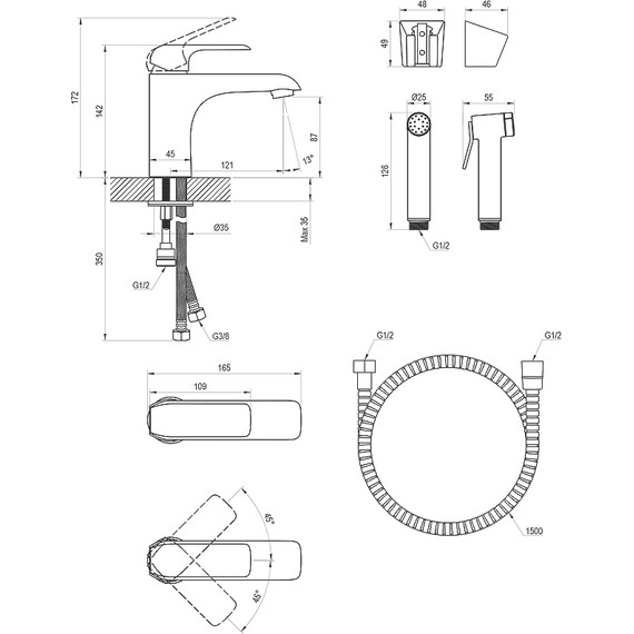 Смеситель для раковины Ravak FL 112.20BL X070439, чёрный матовый - 2 Смеситель для раковины Ravak FL 112.20BL X070439, чёрный матовый фото 2