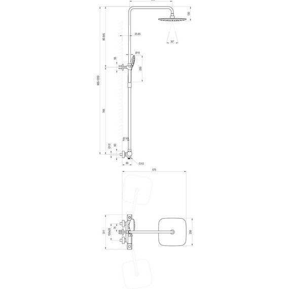 Душевая стойка с термостатом Ravak FL 091.20BL X070443, чёрный матовый - 3 Душевая стойка с термостатом Ravak FL 091.20BL X070443, чёрный матовый фото 3