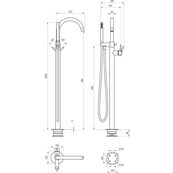 Смеситель для ванны напольный Ravak ES 080.00CR X070499 фото 3