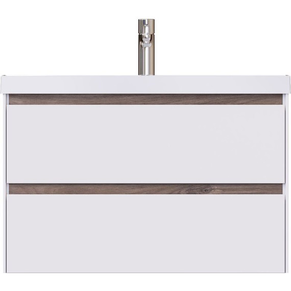 Тумба подвесная с раковиной Mirsant Grand 80 см (раковина Style 80), белый глянцевый фото 3