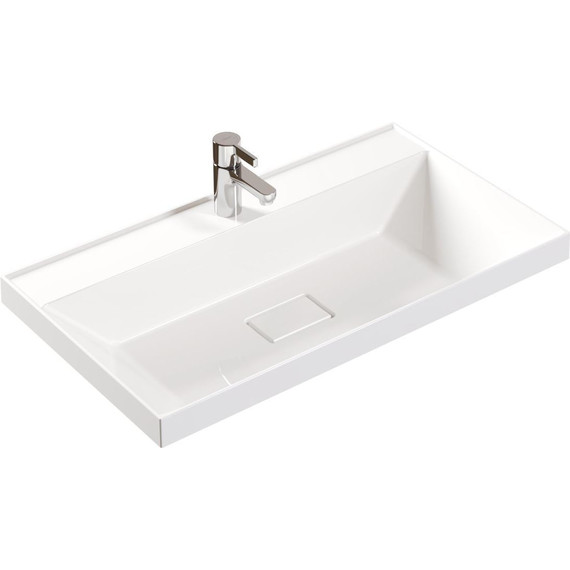 Тумба подвесная с раковиной Mirsant Grand 80 см (раковина Style 80), белый глянцевый фото 6