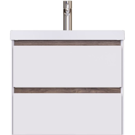 Тумба подвесная с раковиной Mirsant Grand 60 см (раковина Style 60), белый глянцевый фото 3