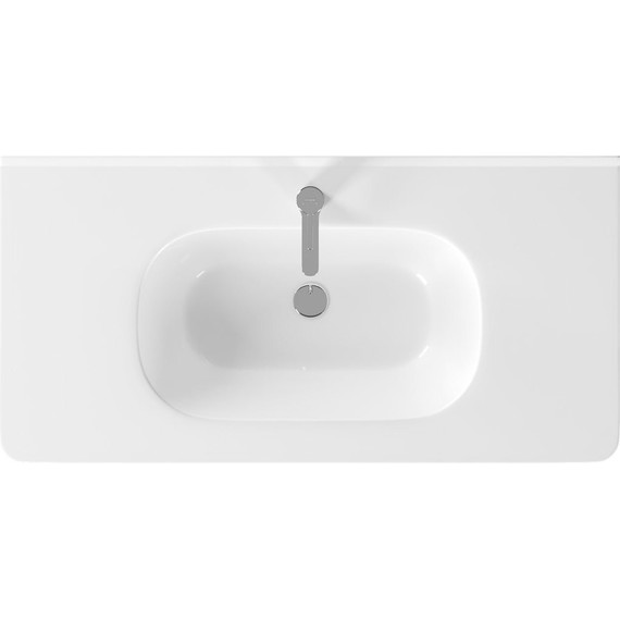 Тумба подвесная с раковиной Mirsant Savag 100 см (раковина Astra 100), белый глянцевый фото 4