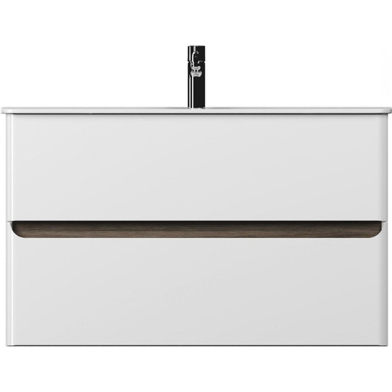 Тумба подвесная с раковиной Mirsant Savag 100 см (раковина Astra 100), белый глянцевый фото 2