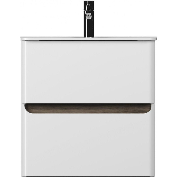 Тумба подвесная с раковиной Mirsant Savag 60 см (раковина Astra 60), белый матовый фото 2