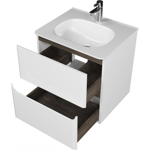 Тумба подвесная с раковиной Mirsant Savag 60 см (раковина Astra 60), белый матовый фото 3