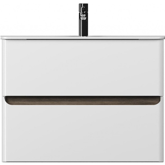 Тумба подвесная с раковиной Mirsant Savag 80 см (раковина Astra 80), белый глянцевый фото 2