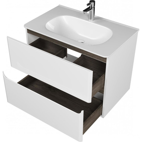 Тумба подвесная с раковиной Mirsant Savag 80 см (раковина Astra 80), белый глянцевый фото 3