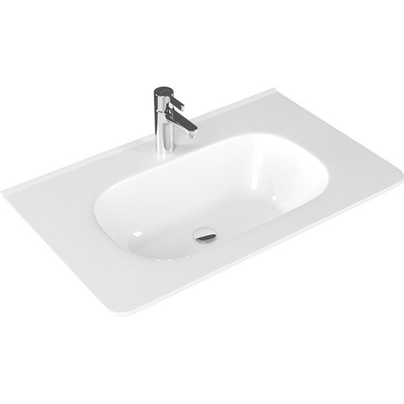 Тумба подвесная с раковиной Mirsant Savag 80 см (раковина Astra 80), белый глянцевый фото 4