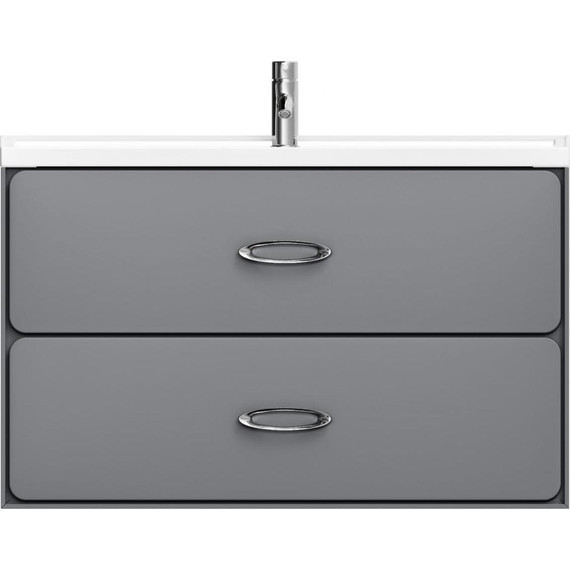 Тумба подвесная с раковиной Mirsant Viva 100 см (раковина Conte 100), серый матовый - 2 Тумба подвесная с раковиной Mirsant Viva 100 см (раковина Conte 100), серый матовый фото 2