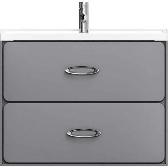 Тумба подвесная с раковиной Mirsant Viva 80 см (раковина Conte 80), серый матовый фото 2