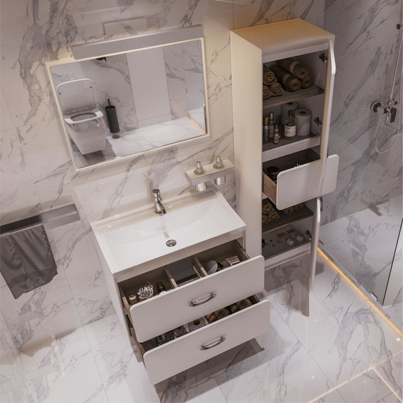 Пенал подвесной Mirsant Viva 45 см (универсальный), белый глянцевый - 6 Пенал подвесной Mirsant Viva 45 см (универсальный), белый глянцевый фото 6