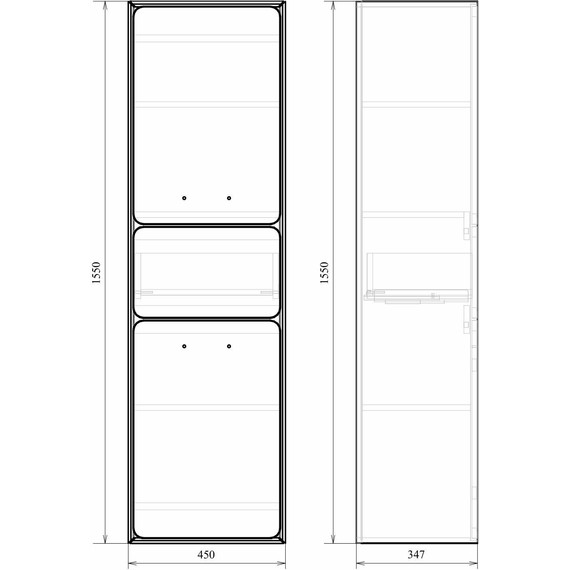 Пенал подвесной Mirsant Viva 45 см (универсальный), серый матовый - 7 Пенал подвесной Mirsant Viva 45 см (универсальный), серый матовый фото 7
