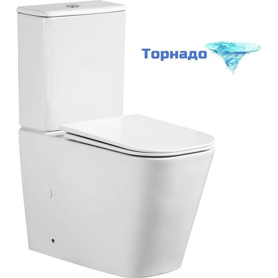 Унитаз-компакт безободковый Azario ESCONDA AZ-1255A с крышкой микролифт (система смыва торнадо) фото 