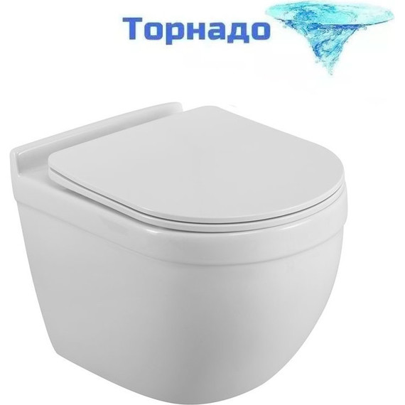 Унитаз подвесной безободковый BelBagno Senso-Tor BB017CH-TOR/SC (система смыва торнадо) с крышкой микролифт фото 