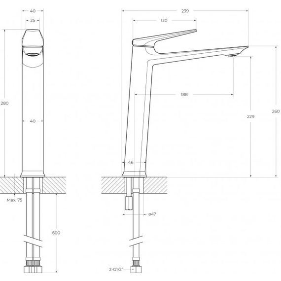 Смеситель для раковины высокий Cezares LINER-LC-GM-W0, оружейная сталь - 4 Смеситель для раковины высокий Cezares LINER-LC-GM-W0, оружейная сталь фото 4