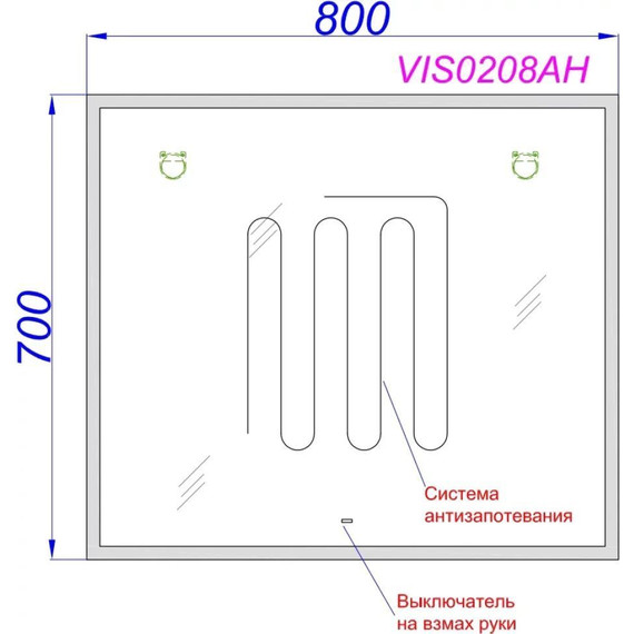 Зеркало Aqwella Vision 80 см VIS0208AH фото 3