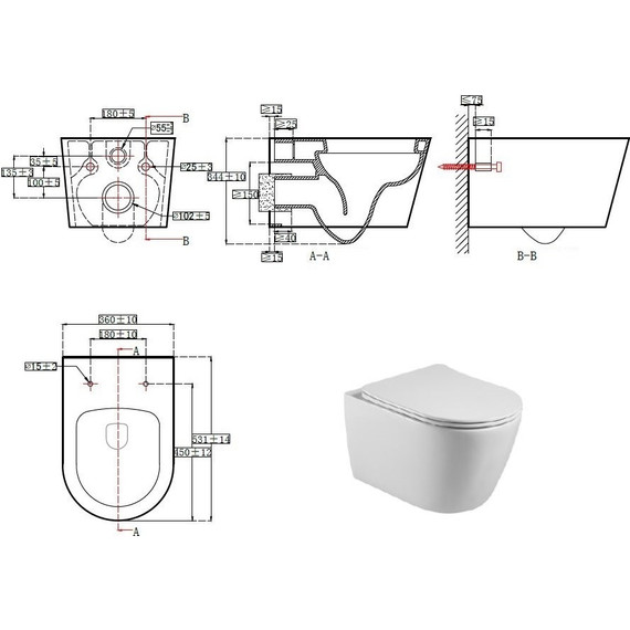 Унитаз подвесной безободковый Aquatek Бетта AQ1253W-00 с крышкой микролифт - 9 Унитаз подвесной безободковый Aquatek Бетта AQ1253W-00 с крышкой микролифт фото 9