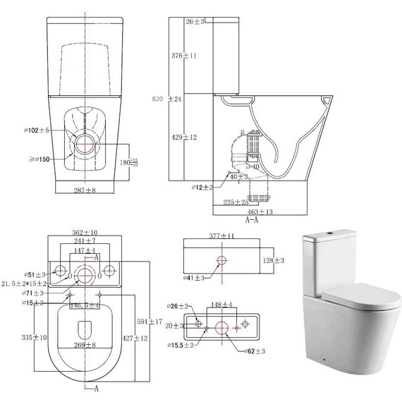 Унитаз-компакт безободковый Aquatek Оберон AQ1273S-00 с крышкой микролифт фото 2