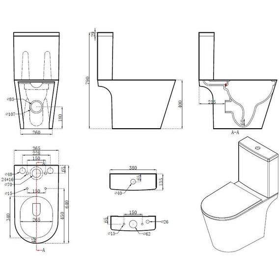 Унитаз-компакт безободковый Aquatek Бетта AQ1363B-00 с крышкой микролифт фото 2