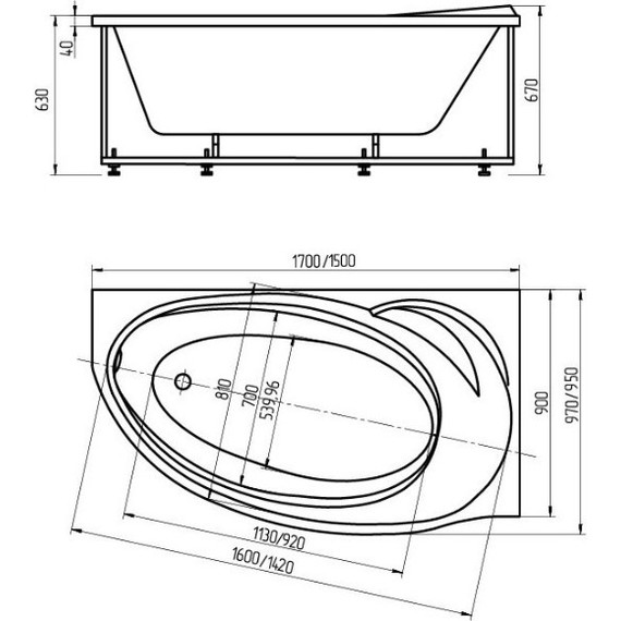Ванна акриловая Aquatek Бетта R 150x95 см BET150-0000008, Размер - мм: 1500х950 - 5 Ванна акриловая Aquatek Бетта R 150x95 см BET150-0000008, Размер - мм: 1500х950 фото 5