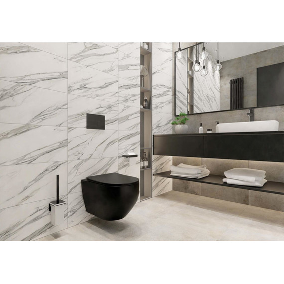 Унитаз подвесной безободковый Aquatek Европа AQ1901-MB с тонкой крышкой микролифт, чёрный, Цвет производителя: чёрный фото 8