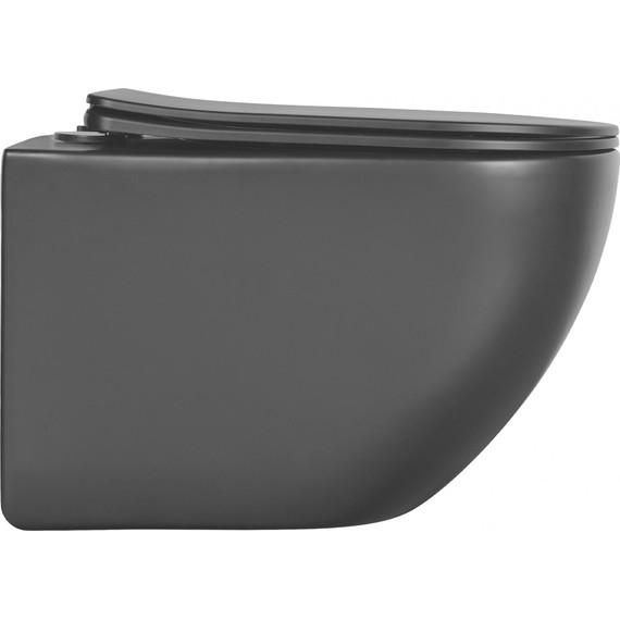 Унитаз подвесной безободковый Aquatek Европа AQ1901-MB с тонкой крышкой микролифт, чёрный, Цвет производителя: чёрный фото 4