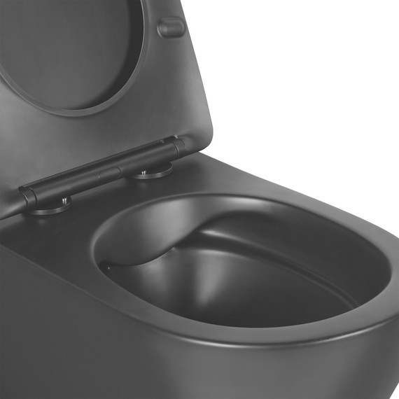 Унитаз подвесной безободковый Aquatek Европа AQ1901-MB с тонкой крышкой микролифт, чёрный, Цвет производителя: чёрный фото 5