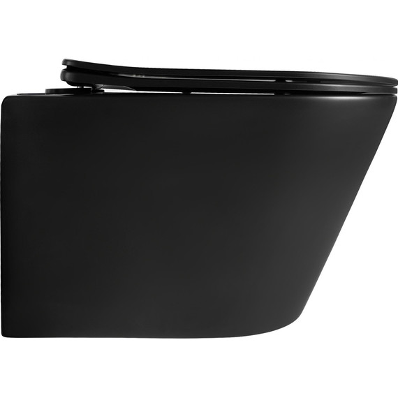 Унитаз подвесной безободковый Aquatek Вега AQ1905-MB с тонкой крышкой микролифт, чёрный, Цвет производителя: чёрный фото 5