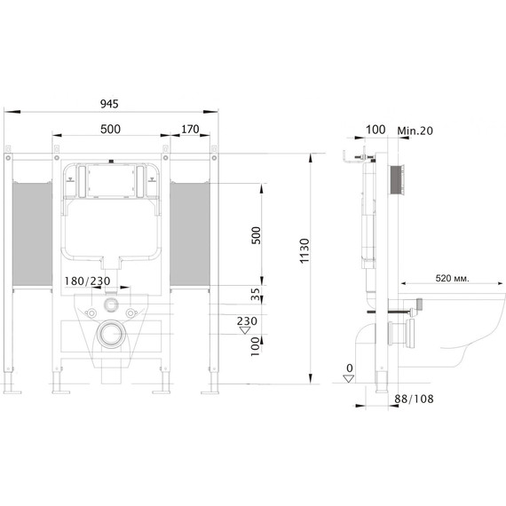 Инсталляция для унитаза Aquatek INS-0000015 (для людей с ограниченными возможностями) - 4 Инсталляция для унитаза Aquatek INS-0000015 (для людей с ограниченными возможностями) фото 4