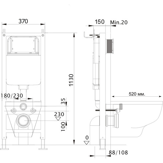 Инсталляция для унитаза Aquatek Standart 37 INS-0000017 фото 4