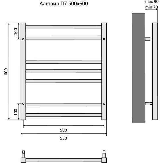 Полотенцесушитель водяной Aquatek Альтаир П7 500х600 мм AQ KK0760CH фото 8