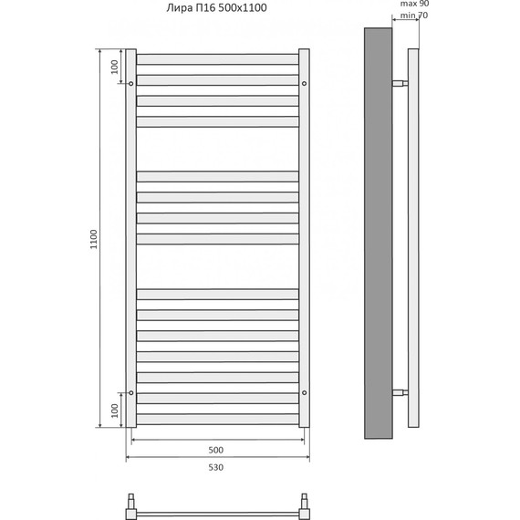 Полотенцесушитель водяной Aquatek Лира П16 500х1100 мм AQ KP1610CH фото 8
