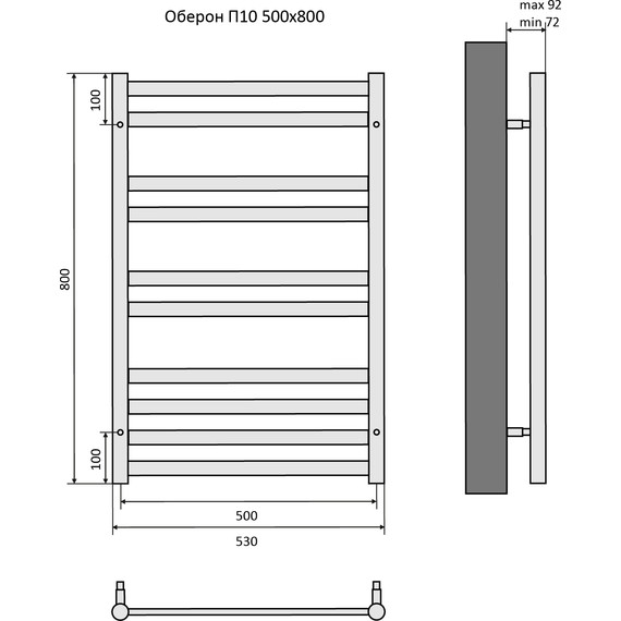 Полотенцесушитель водяной Aquatek Оберон П10 500х800 мм AQ RO1080CH фото 8