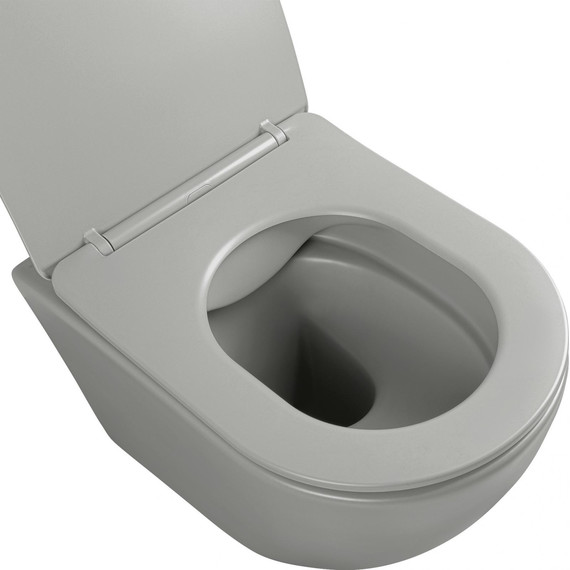 Унитаз подвесной безободковый Aquatek Европа AQ1901-MG с тонкой крышкой микролифт, серый матовый, Цвет производителя: серый фото 6