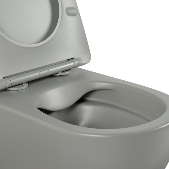 Унитаз подвесной безободковый Aquatek Европа AQ1901-MG с тонкой крышкой микролифт, серый матовый, Цвет производителя: серый фото 5