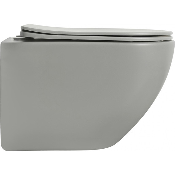 Унитаз подвесной безободковый Aquatek Европа AQ1901-MG с тонкой крышкой микролифт, серый матовый, Цвет производителя: серый фото 7