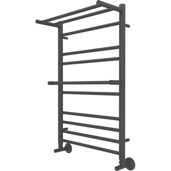 Полотенцесушитель водяной Aquatek Альфа с полкой П10 500х800 мм AQ RRP1080BL чёрный муар фото 6