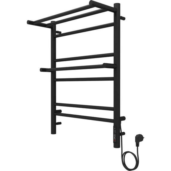 Полотенцесушитель электрический Aquatek Альфа с полкой П7 500х700 мм AQ EL RRP0770BL чёрный муар фото 7