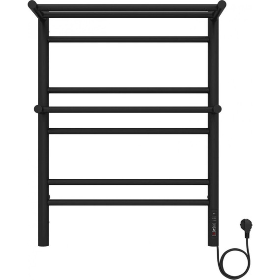 Полотенцесушитель электрический Aquatek Альфа с полкой П7 500х700 мм AQ EL RRP0770BL чёрный муар фото 2